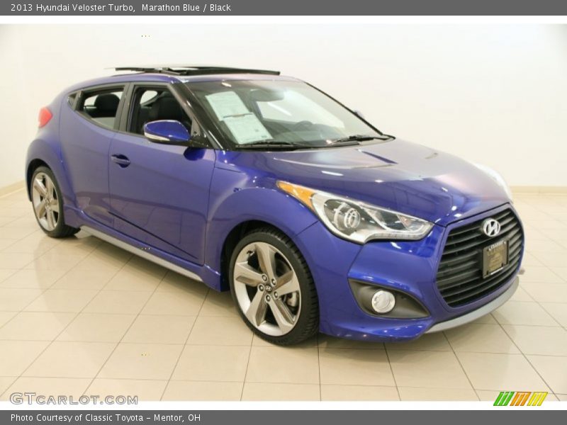 Marathon Blue / Black 2013 Hyundai Veloster Turbo
