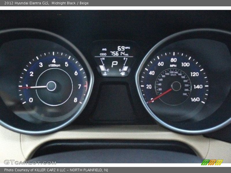 Midnight Black / Beige 2012 Hyundai Elantra GLS