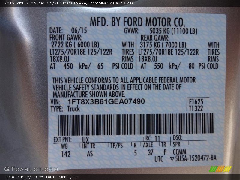 Ingot Silver Metallic / Steel 2016 Ford F350 Super Duty XL Super Cab 4x4