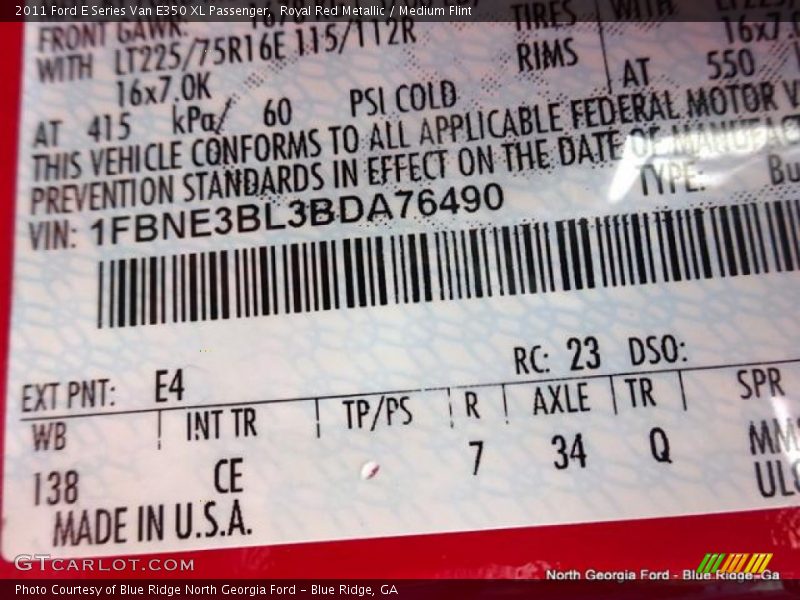 Royal Red Metallic / Medium Flint 2011 Ford E Series Van E350 XL Passenger