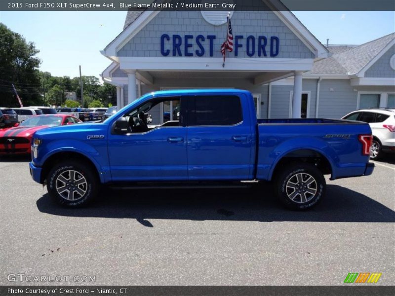 Blue Flame Metallic / Medium Earth Gray 2015 Ford F150 XLT SuperCrew 4x4