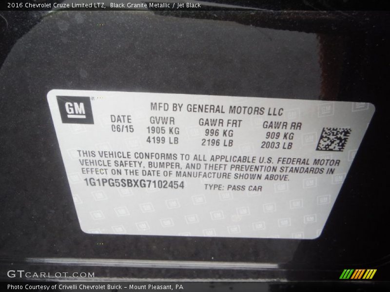 Black Granite Metallic / Jet Black 2016 Chevrolet Cruze Limited LTZ