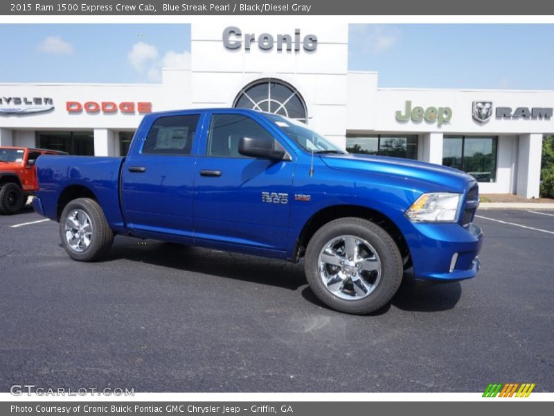 Blue Streak Pearl / Black/Diesel Gray 2015 Ram 1500 Express Crew Cab