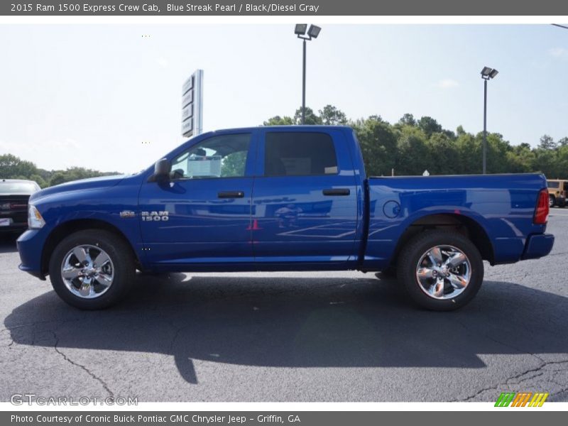 Blue Streak Pearl / Black/Diesel Gray 2015 Ram 1500 Express Crew Cab