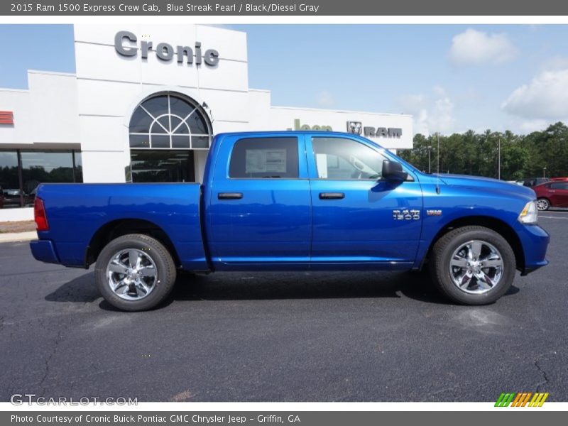 Blue Streak Pearl / Black/Diesel Gray 2015 Ram 1500 Express Crew Cab