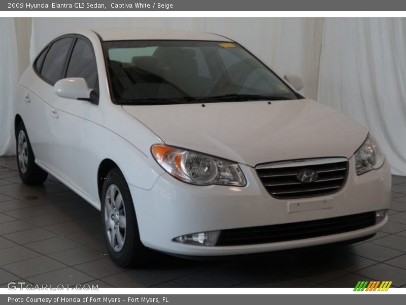 Captiva White / Beige 2009 Hyundai Elantra GLS Sedan