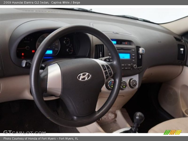 Captiva White / Beige 2009 Hyundai Elantra GLS Sedan