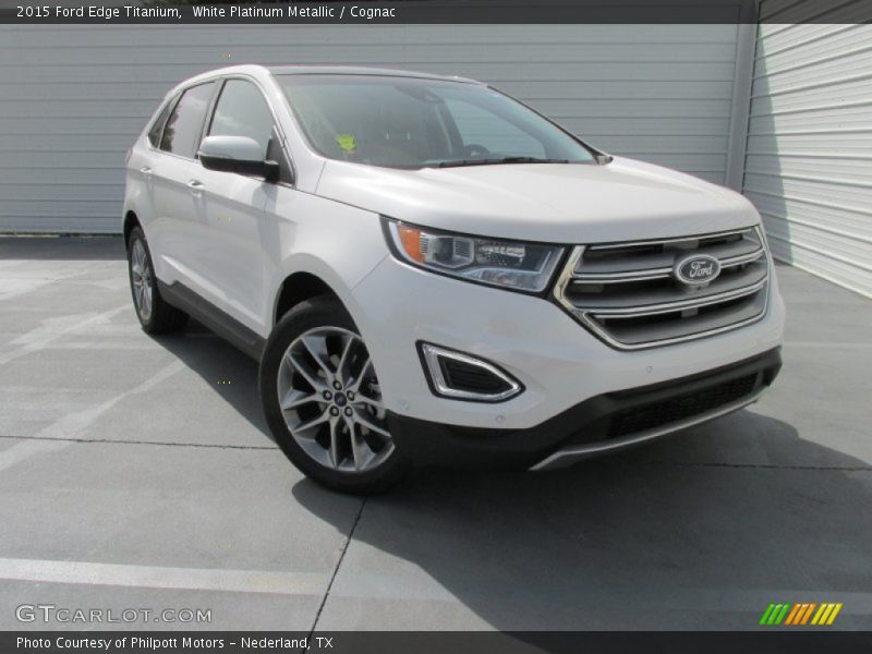 White Platinum Metallic / Cognac 2015 Ford Edge Titanium