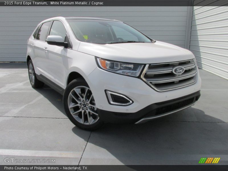 White Platinum Metallic / Cognac 2015 Ford Edge Titanium