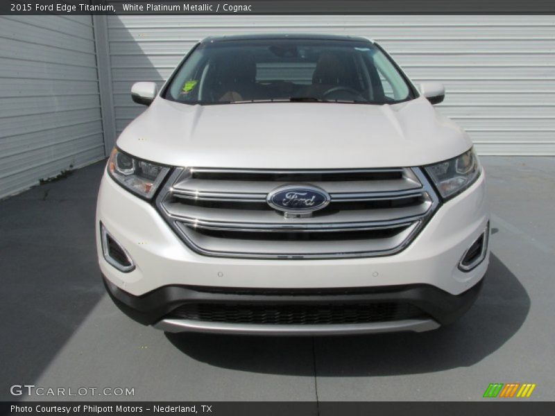 White Platinum Metallic / Cognac 2015 Ford Edge Titanium