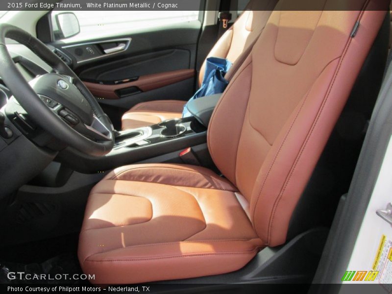 White Platinum Metallic / Cognac 2015 Ford Edge Titanium