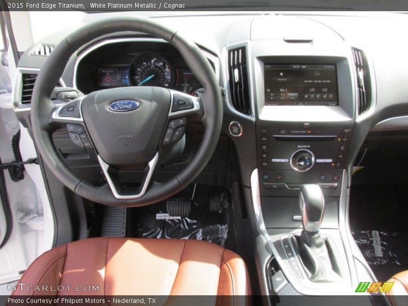 White Platinum Metallic / Cognac 2015 Ford Edge Titanium