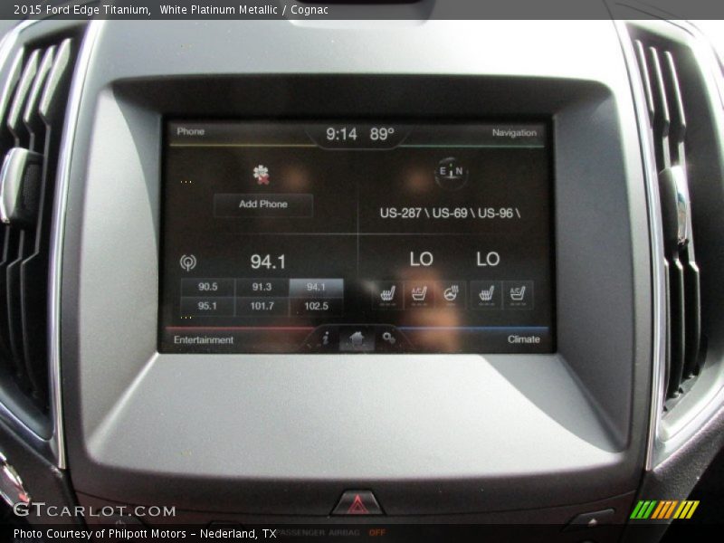 White Platinum Metallic / Cognac 2015 Ford Edge Titanium