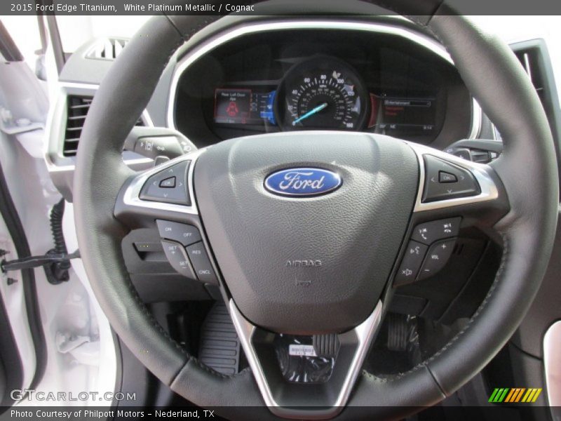 White Platinum Metallic / Cognac 2015 Ford Edge Titanium