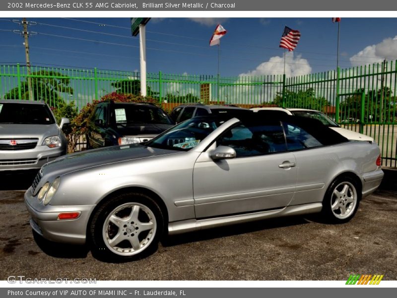 Brilliant Silver Metallic / Charcoal 2002 Mercedes-Benz CLK 55 AMG Cabriolet