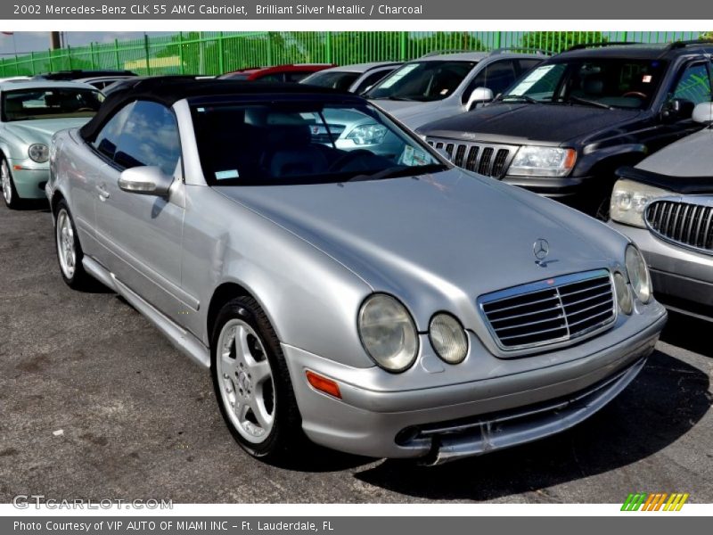 Brilliant Silver Metallic / Charcoal 2002 Mercedes-Benz CLK 55 AMG Cabriolet