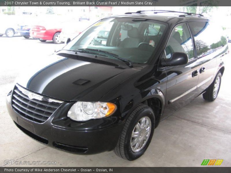 Brilliant Black Crystal Pearl / Medium Slate Gray 2007 Chrysler Town & Country Touring