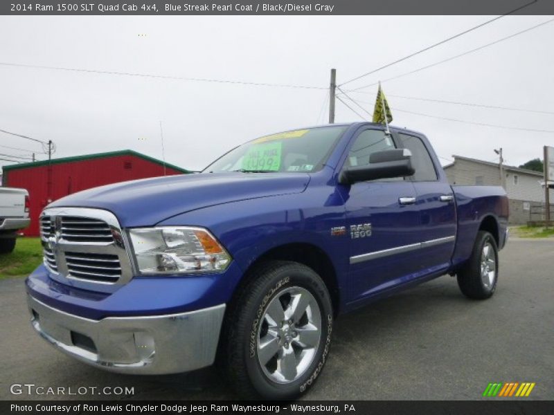 Blue Streak Pearl Coat / Black/Diesel Gray 2014 Ram 1500 SLT Quad Cab 4x4