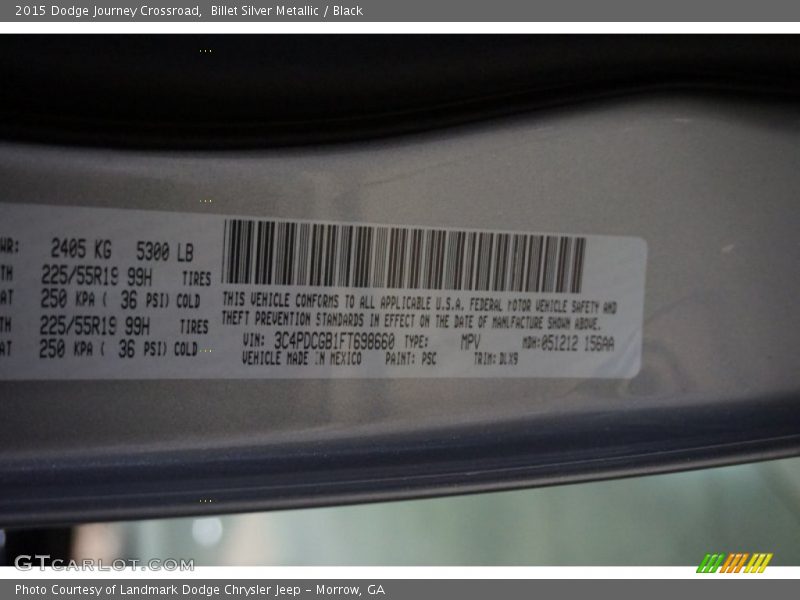 Billet Silver Metallic / Black 2015 Dodge Journey Crossroad