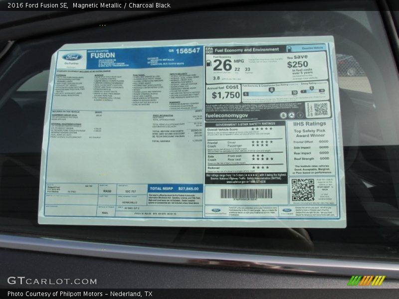 Magnetic Metallic / Charcoal Black 2016 Ford Fusion SE