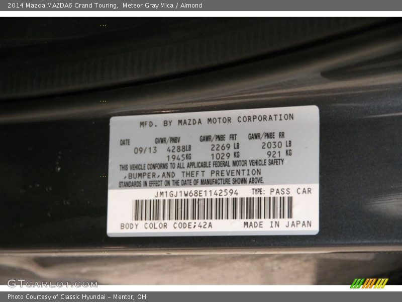 Meteor Gray Mica / Almond 2014 Mazda MAZDA6 Grand Touring