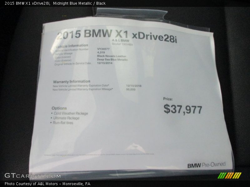 Midnight Blue Metallic / Black 2015 BMW X1 xDrive28i