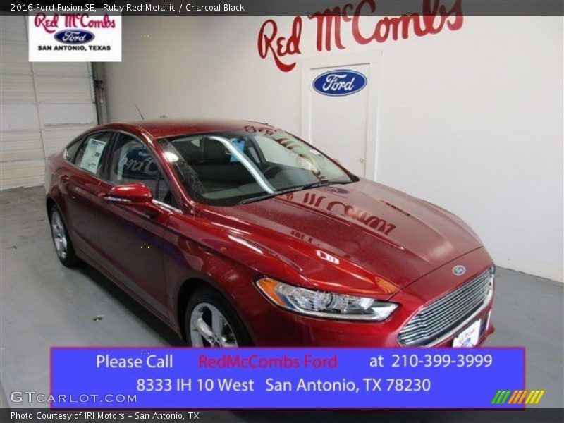 Ruby Red Metallic / Charcoal Black 2016 Ford Fusion SE