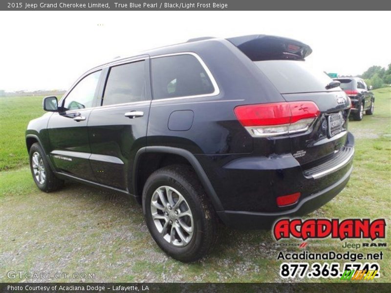 True Blue Pearl / Black/Light Frost Beige 2015 Jeep Grand Cherokee Limited