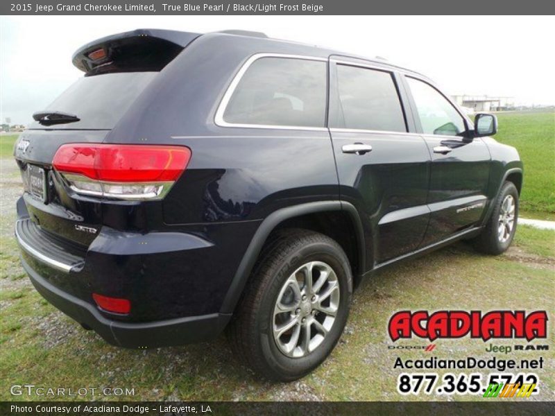 True Blue Pearl / Black/Light Frost Beige 2015 Jeep Grand Cherokee Limited