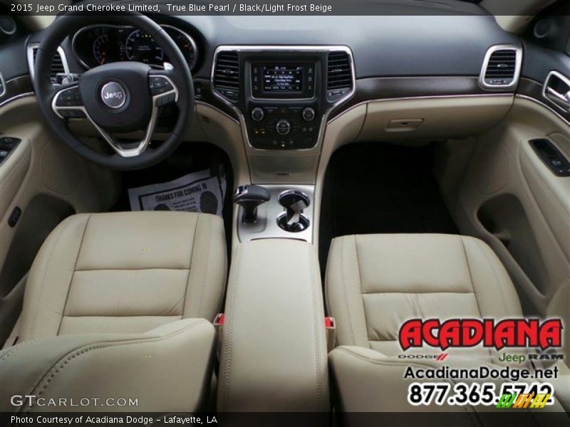 True Blue Pearl / Black/Light Frost Beige 2015 Jeep Grand Cherokee Limited