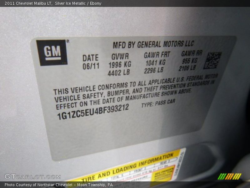Silver Ice Metallic / Ebony 2011 Chevrolet Malibu LT
