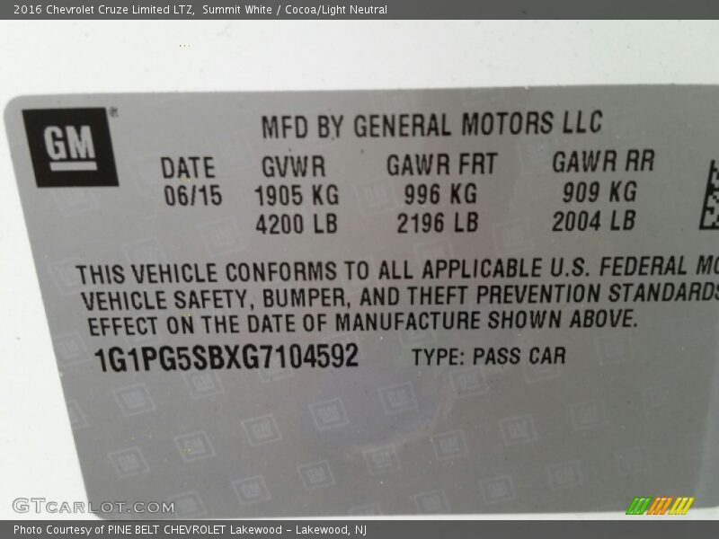 Summit White / Cocoa/Light Neutral 2016 Chevrolet Cruze Limited LTZ