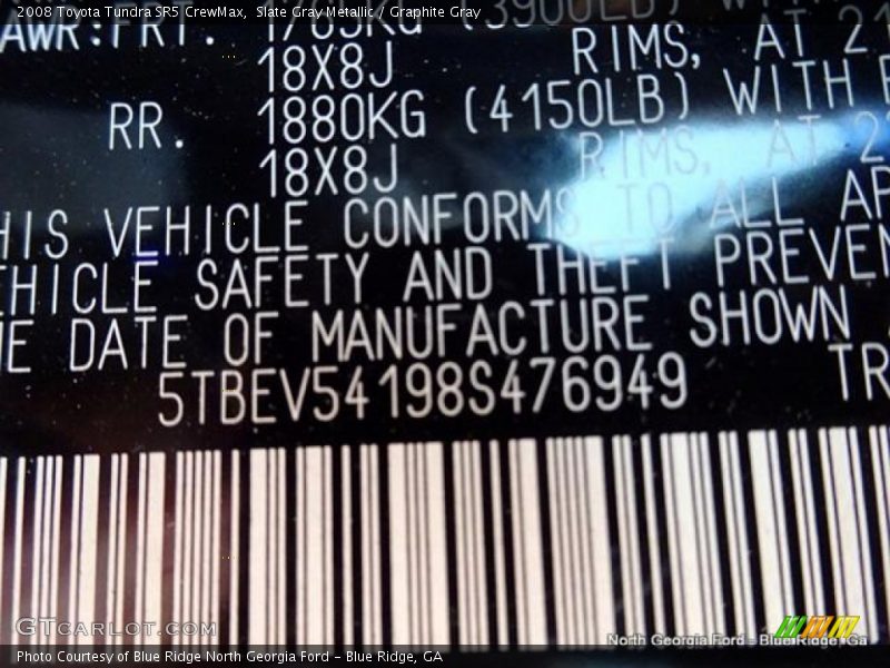 Slate Gray Metallic / Graphite Gray 2008 Toyota Tundra SR5 CrewMax