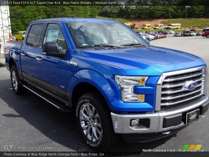 Blue Flame Metallic / Medium Earth Gray 2015 Ford F150 XLT SuperCrew 4x4