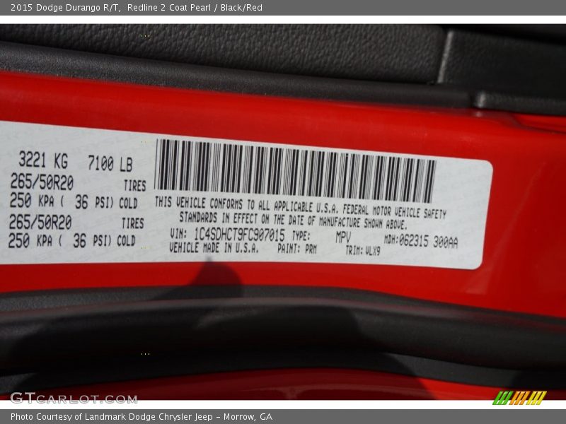 Redline 2 Coat Pearl / Black/Red 2015 Dodge Durango R/T