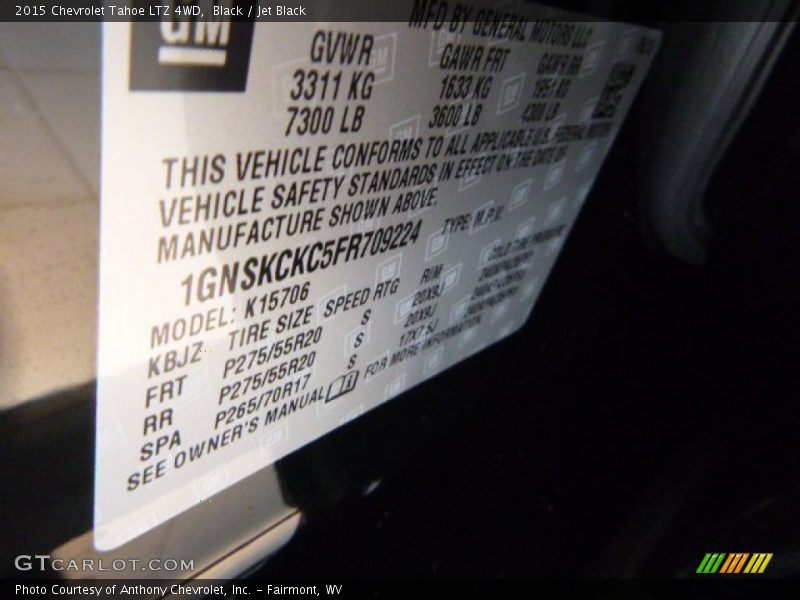 Black / Jet Black 2015 Chevrolet Tahoe LTZ 4WD