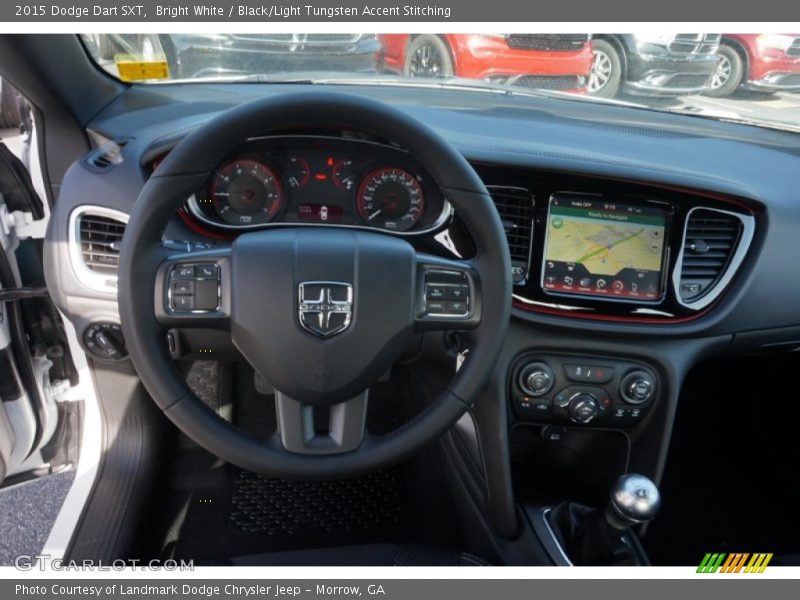 Bright White / Black/Light Tungsten Accent Stitching 2015 Dodge Dart SXT