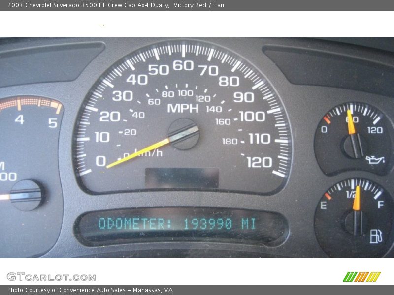 Victory Red / Tan 2003 Chevrolet Silverado 3500 LT Crew Cab 4x4 Dually