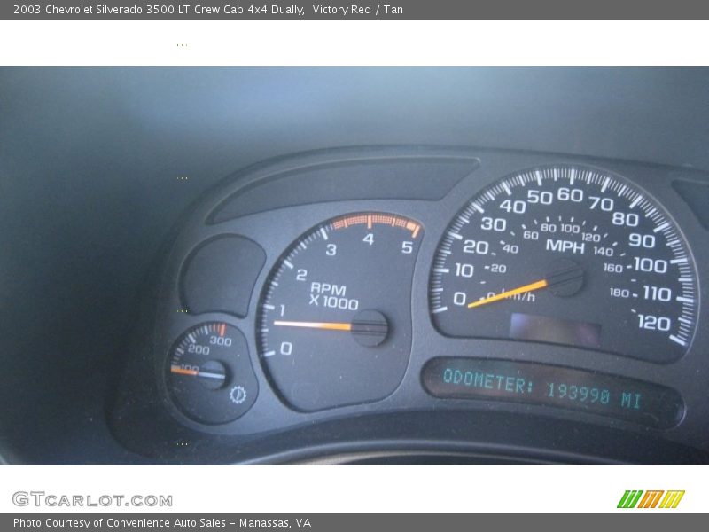 Victory Red / Tan 2003 Chevrolet Silverado 3500 LT Crew Cab 4x4 Dually