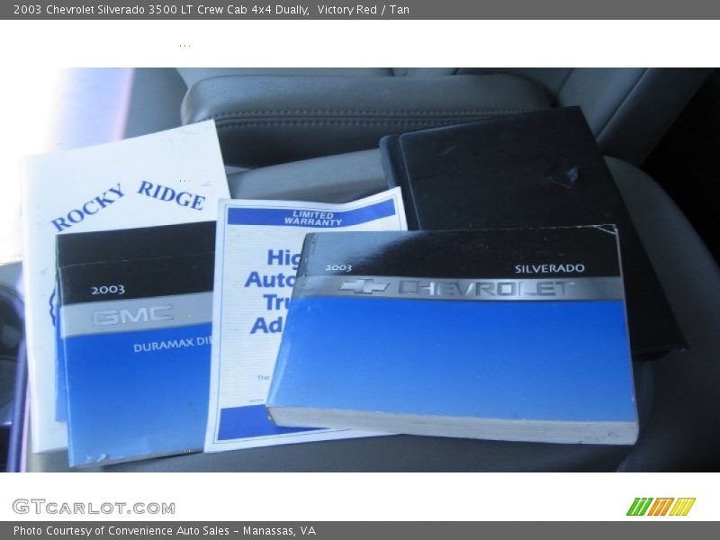 Victory Red / Tan 2003 Chevrolet Silverado 3500 LT Crew Cab 4x4 Dually