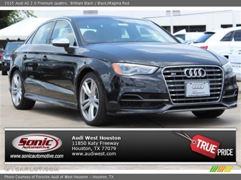 Brilliant Black / Black/Magma Red 2015 Audi A3 2.0 Premium quattro