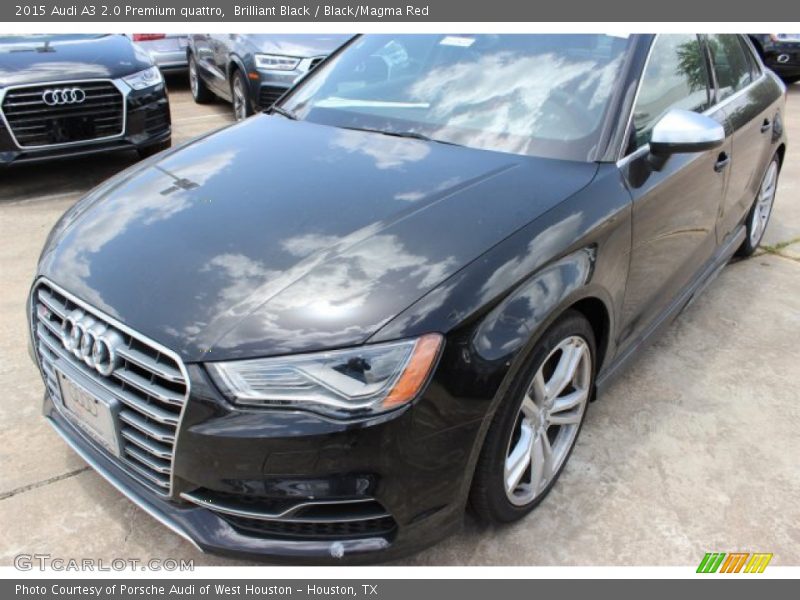 Brilliant Black / Black/Magma Red 2015 Audi A3 2.0 Premium quattro