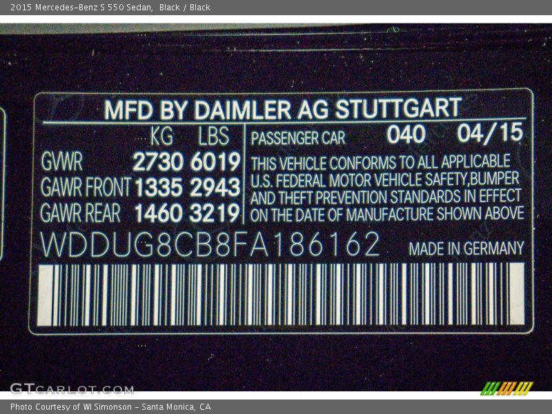 Black / Black 2015 Mercedes-Benz S 550 Sedan