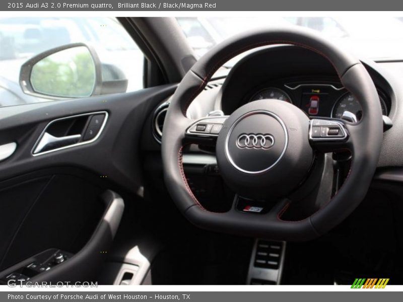 Brilliant Black / Black/Magma Red 2015 Audi A3 2.0 Premium quattro