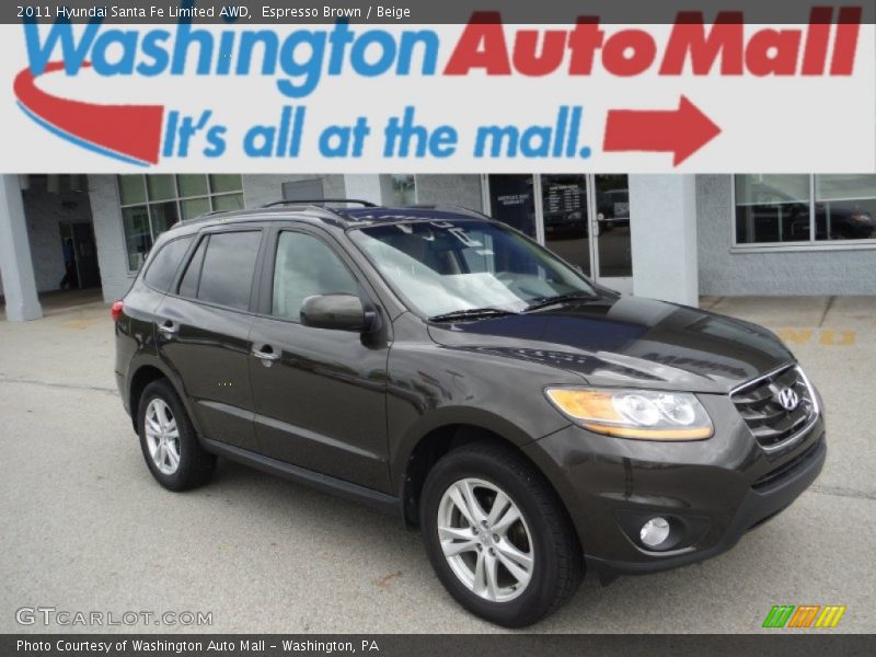 Espresso Brown / Beige 2011 Hyundai Santa Fe Limited AWD