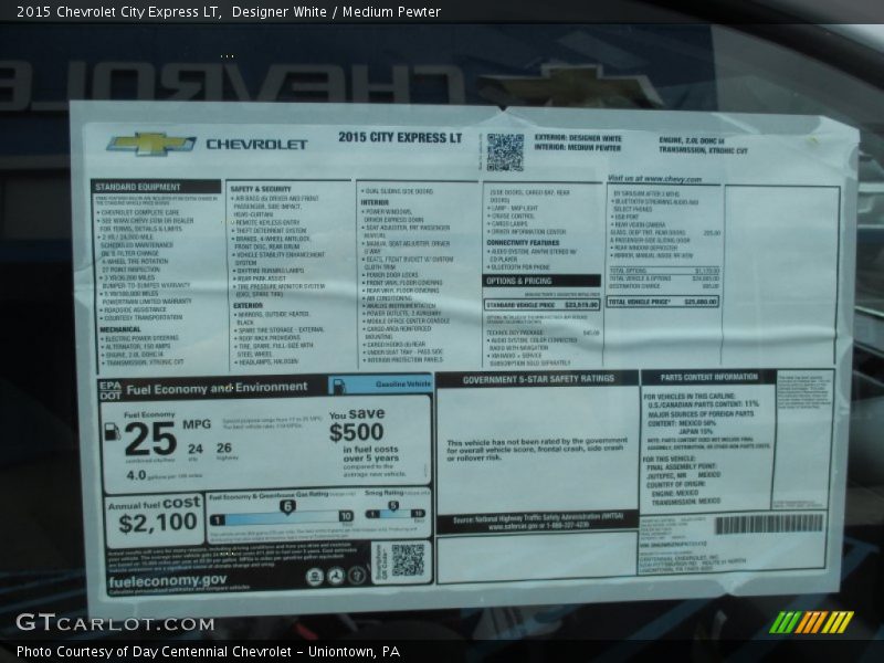  2015 City Express LT Window Sticker