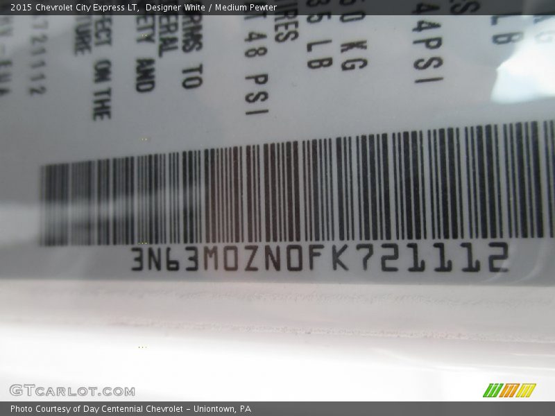 Designer White / Medium Pewter 2015 Chevrolet City Express LT