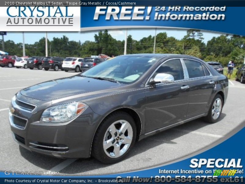 Taupe Gray Metallic / Cocoa/Cashmere 2010 Chevrolet Malibu LT Sedan