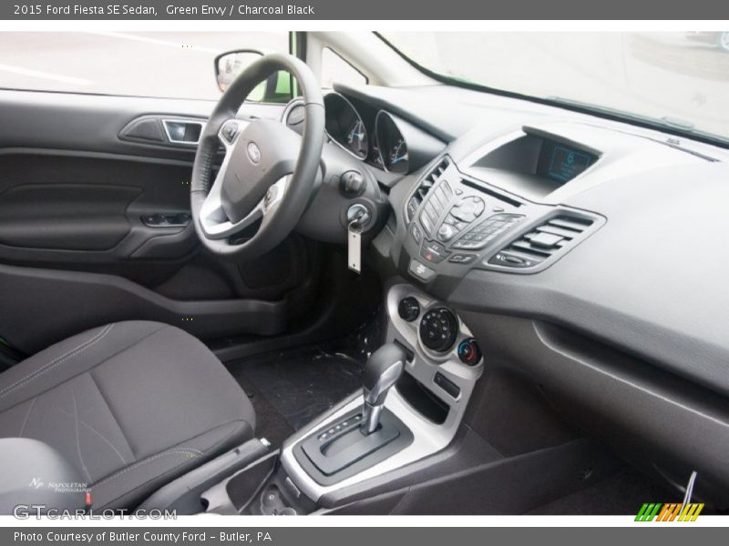 Green Envy / Charcoal Black 2015 Ford Fiesta SE Sedan