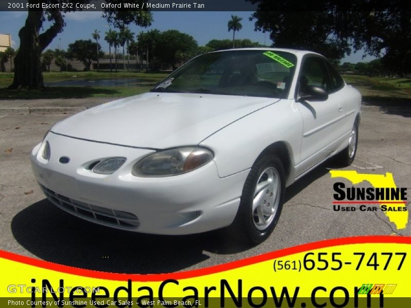 Oxford White / Medium Prairie Tan 2001 Ford Escort ZX2 Coupe